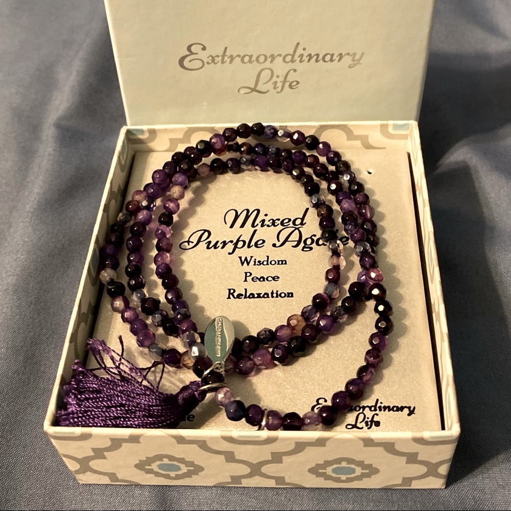 Mixed purple agate bracelet convertible to a necklace by Extraordinary Life